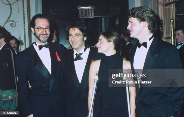 Actor Al Pacino chatting w. Movie dir. Martin Brest, actress Gabrielle Anwar & actor Chris O'Donnell at Museum of the Moving Image party honoring him...