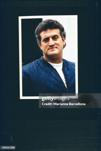 Joey Buttafuoco outside his home; his alleged lover, 16-year-old Amy Fisher, shot his wife Mary Jo in the head leaving her face partially paralyzed.