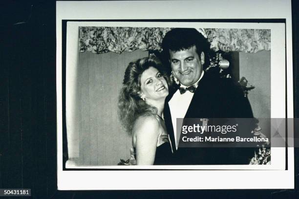 Joey Buttafuoco posing w. His wife Mary Jo at New Years Eve party prob. At home; Joey's alleged lover, 16-year-old Amy Fisher, shot Mary Jo in the...