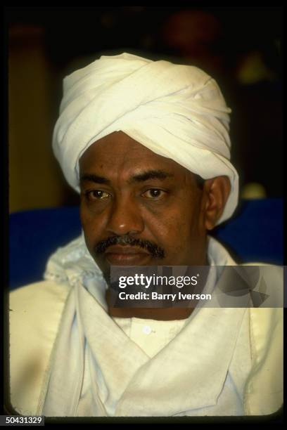 Sudan ldr. Omar al-Bashir during African ldrs. Summit in Cairo, Egypt.