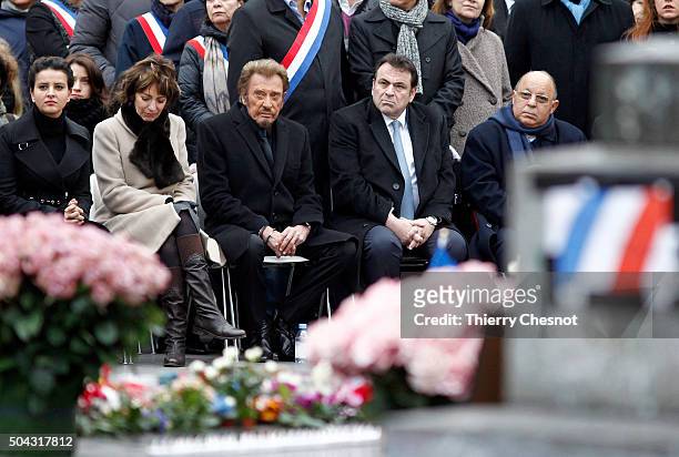 French Education Minister Najat Vallaud-Belkacem, French Social Affairs and Health Minister Marisol Touraine, French singer Johnny Hallyday, French...