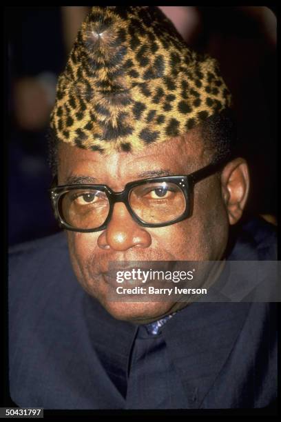 Pres. Mobutu Sese Seko of Zaire during African ldrs. Summit in Cairo, Egypt.