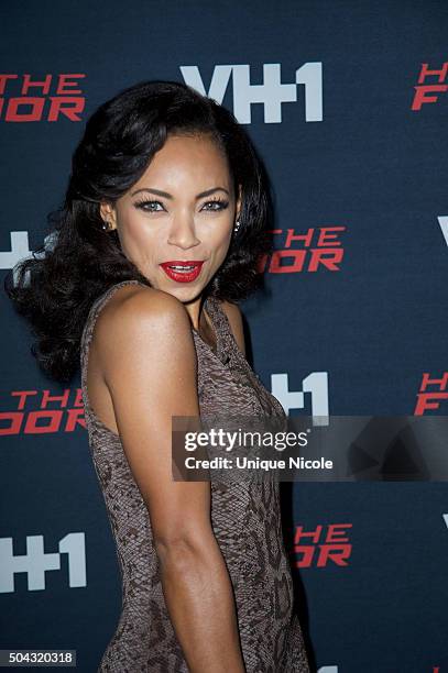 Logan Browning arrives for the premiere of VH1's 'Hit The Floor' Season 3 at Paramount Theater on the Paramount Studios lot on January 9, 2016 in...