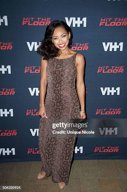 Logan Browning arrives for the premiere of VH1's 'Hit The Floor' Season 3 at Paramount Theater on the Paramount Studios lot on January 9, 2016 in...