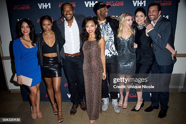 Valery Ortiz, Taylour Paige, McKinley Freeman, Rob Riley, Katherine Bailess, Jodi Lyn O'Keefe and James LaRosa for the premiere of VH1's 'Hit The...