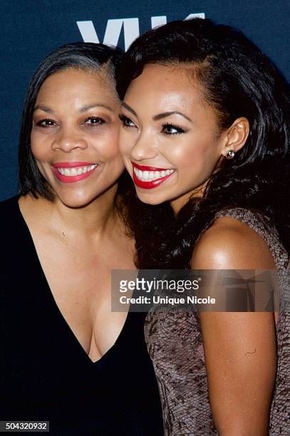 Actress Logan Browning and her Mother Lynda Browning attend the premiere of VH1's 'Hit The Floor' Season 3 at The Paramount Theater on the Paramount...