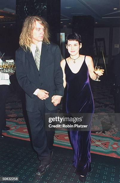 Actress Winona Ryder and date, rock star David Pirner of Soul Asylum, at the premiere of her motion picture The Age Of Innocence.