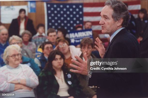 Dem. Presidential cand. Sen. Tom Harkin addressing primary campaign audience , in NH.