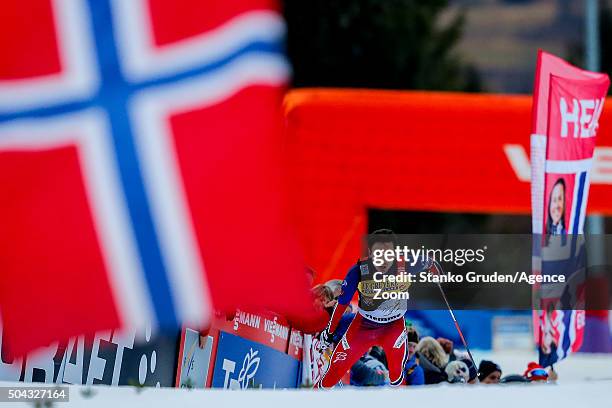 Finn Haagen Krogh of Norway takes 2nd place during the FIS Nordic World Cup Men's and Women's Cross Country Tour de Ski on January 10, 2016 in Val di...