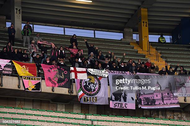 Fans of Palermo show their his support during the Serie A match between Hellas Verona FC and US Citta di Palermo at Stadio Marc'Antonio Bentegodi on...