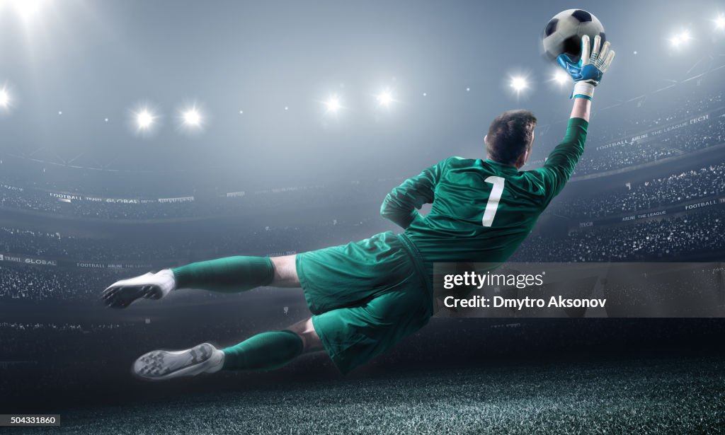 Soccer Goalkeeper in a jump