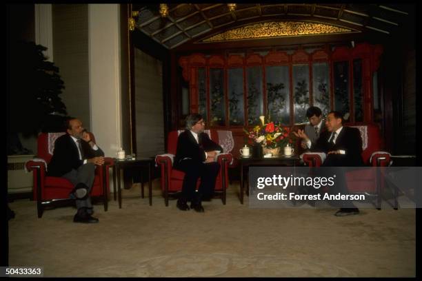Vice Premier Lang Lanqing during TIME interview w. Eds. Jim Gaines & Karsten Prager at Communist Party HQ, Zhongnanhai.