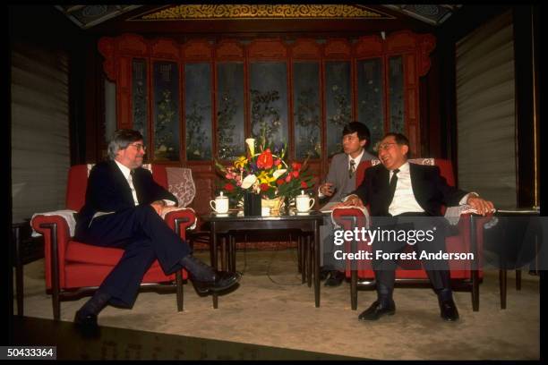 Vice Premier Lang Lanqing during TIME interview w. Ed. Jim Gaines at Communist Party HQ, Zhongnanhai.