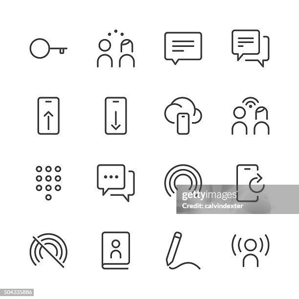 communication icons set 4 | black line series - conference phone stock illustrations