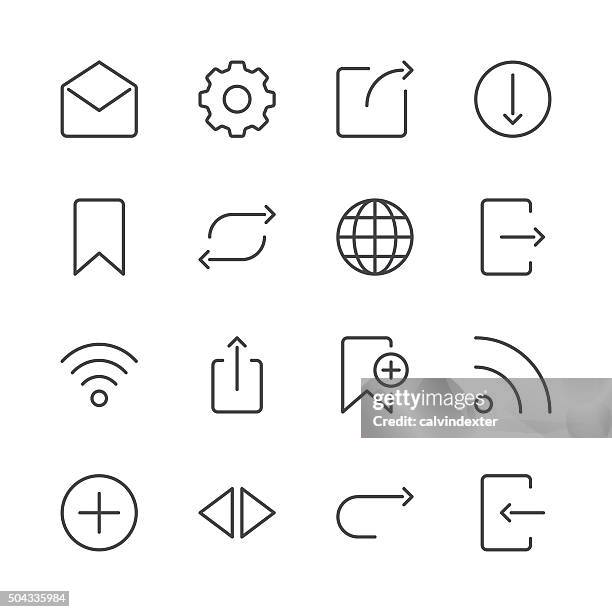 internet and website icons set 2 | black line series - bookmark stock illustrations