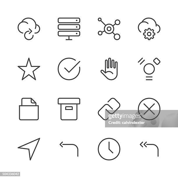 stockillustraties, clipart, cartoons en iconen met internet and website icons set 3 | black line series - media ban