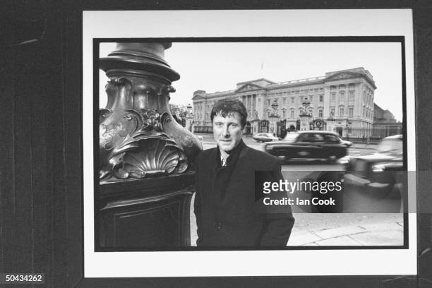 Actor David Trefall, who portrays Prince Charles in the TV drama based on author Andrew Morton's bk. DIANA, standing next to a Victorian lamppost w....