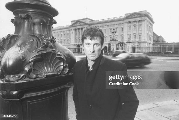 Actor David Trefall, who portrays Prince Charles in the TV drama based on author Andrew Morton's bk. DIANA, standing next to a Victorian lamppost w....