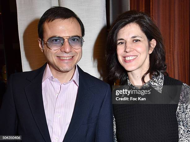 Musician/composer Bertrand Burgalat and his wife fashion designer Vanessa Seward attend 'Gaz de France' Screening Party at Hotel Royal Monceau on...