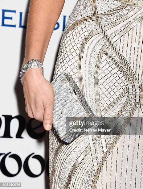 Actress Arielle Kebbel, handbag, bracelet, detail, at the Art of Elysium 2016 HEAVEN Gala presented by Vivienne Westwood & Andreas Kronthaler at...