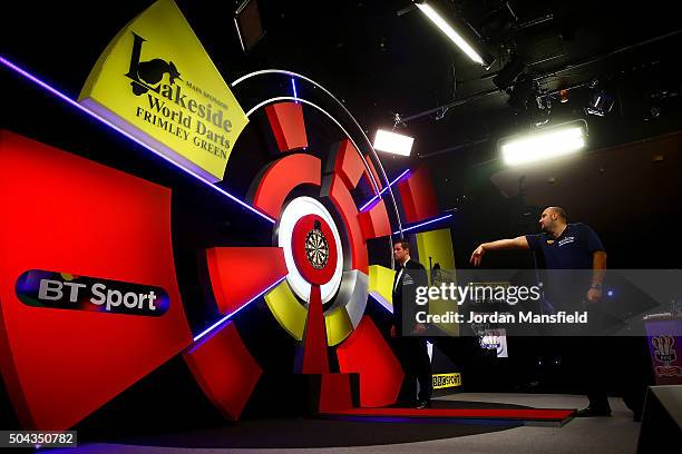 Scott Waites of England throws during his Mens final match against Jeff Smith of Canada during Day Nine of the BDO Lakeside World Professional Darts...