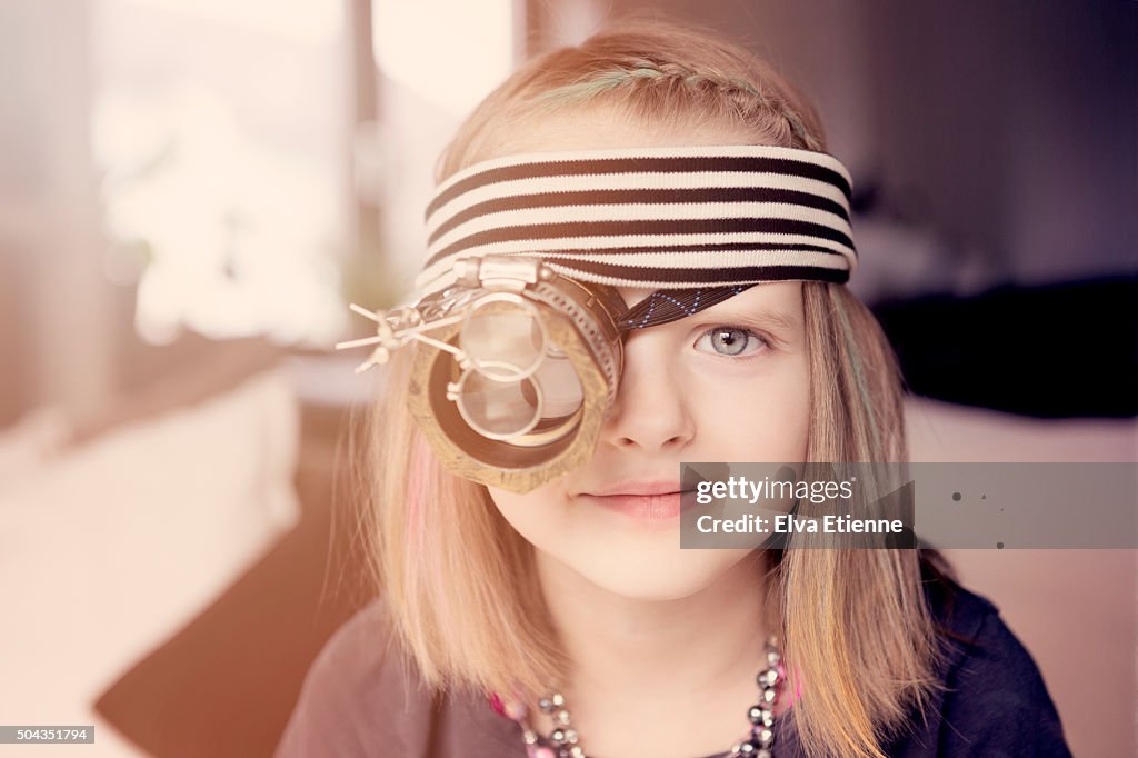 Quirky Girl Wearing Steampunk Eye Monocle High-Res Stock Photo - Getty  Images