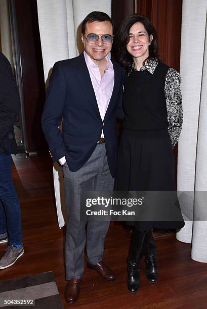 Musician/composer Bertrand BurgalatÊand his wife fashion designer Vanessa Seward attend 'Gaz de France' Screening Party at Hotel Royal Monceau on...