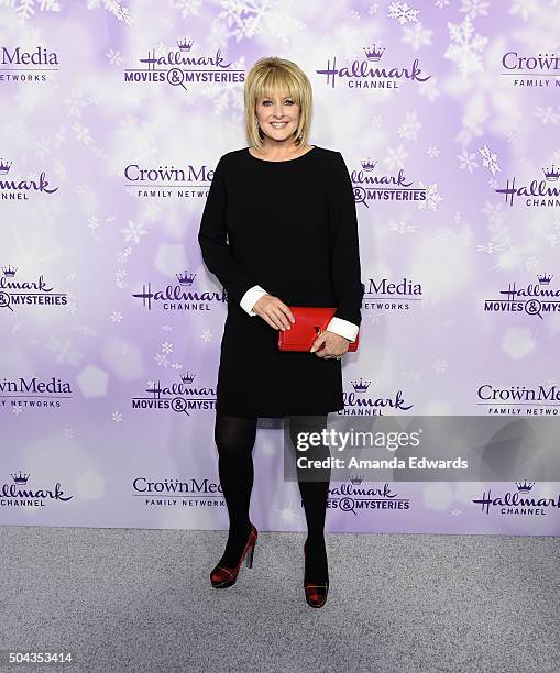 Television personality Cristina Ferrare arrives at the Hallmark Channel and Hallmark Movies and Mysteries Winter 2016 TCA Press Tour at Tournament...