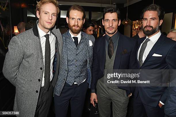 Jack Fox, Craig McGinlay, David Gandy and Jack Guinness attend a private dinner hosted by Tommy Hilfiger and Dylan Jones to celebrate London...