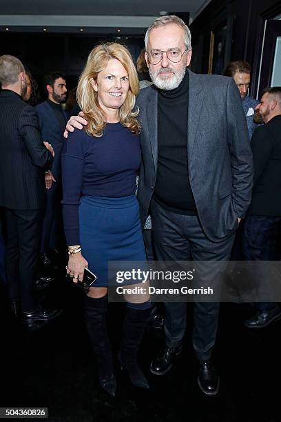 Madeline Weeks and Jim Moore attend a dinner hosted by Tommy Hilfiger and Dylan Jones to celebrate The London Collections Men AW16 at Mortons on...