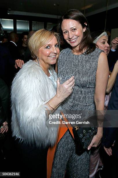 Jane Boardman and Caroline Rush attend a dinner hosted by Tommy Hilfiger and Dylan Jones to celebrate The London Collections Men AW16 at Mortons on...