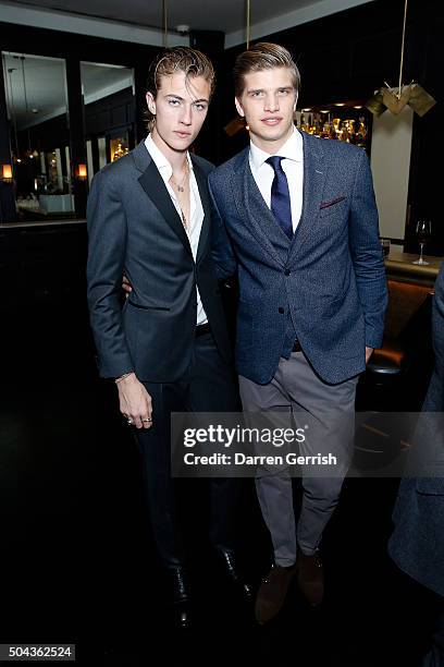 Lucky Blue Smith and Toby Huntington-Whiteley attend a dinner hosted by Tommy Hilfiger and Dylan Jones to celebrate The London Collections Men AW16...