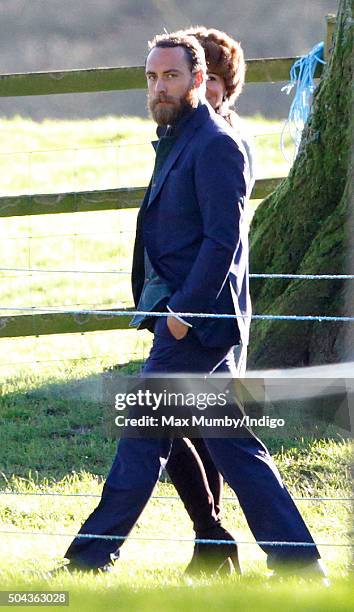 James Middleton departs after attending the Sunday service at St Mary Magdalene Church, Sandringham on January 10, 2016 in King's Lynn, England.