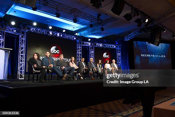 Secrets and Lies" Session - The cast and executive producers of "Secrets and Lies" addressed the press at Disney | Walt Disney Television via Getty...