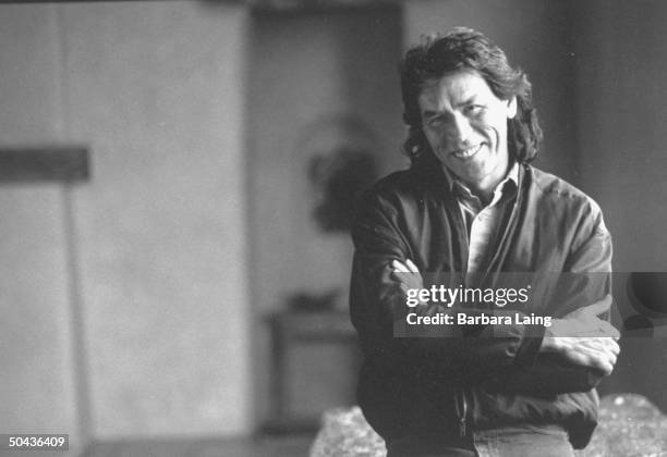 Actor/Indian activist Wes Studi posing at home.