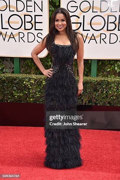 Personality Tracey Edmonds attends the 73rd Annual Golden Globe Awards held at the Beverly Hilton Hotel on January 10, 2016 in Beverly Hills,...