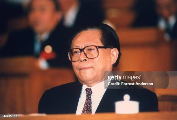 Communist Party Gen. Secy. Jiang Zemin during govt. Mtg.