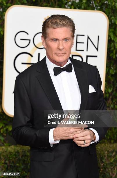 David Hasselhoff arrives at the 73nd annual Golden Globe Awards, January 10 at the Beverly Hilton Hotel in Beverly Hills, California. AFP PHOTO /...
