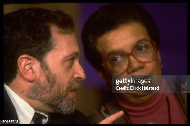 Labor Secy. Robert Reich talking to CDF head Marian Wright Edelman at Children's Def. Fund event .