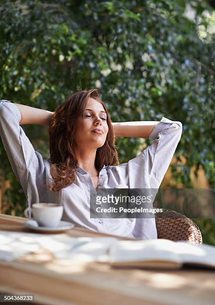 taking some time to relax - coffee on patio stock pictures, royalty-free photos & images