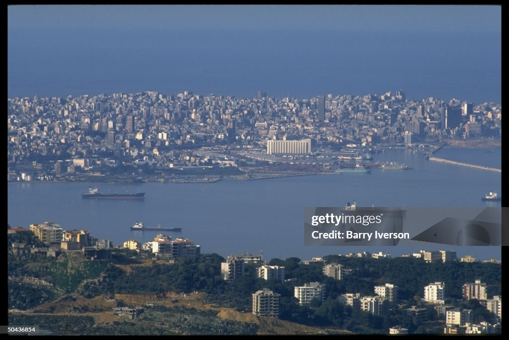 Harbor & skyline of W. Beirut in panoram
