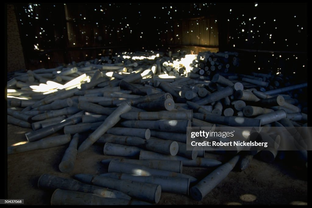 Warehoused arsenal of tank shells captur