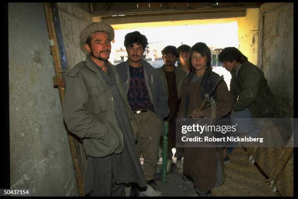 Hazara Shia Muslim fighters, opposition faction fighting Rabbani govt. Troops in civil war, prob. Nr. Kabul.