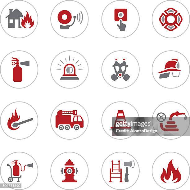 feuerwehrmann icons - panic button stock-grafiken, -clipart, -cartoons und -symbole