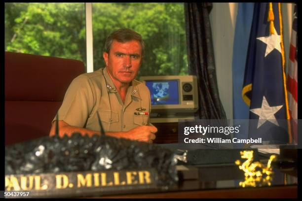 Adm. Paul Miller, Cmdr-in-Chief US Atlantic Command & Supreme Allied Cmdr. Atlantic, in his office .