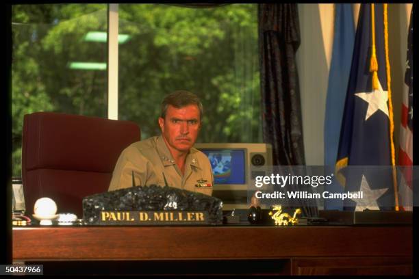 Adm. Paul Miller, Cmdr-in-Chief US Atlantic Command & Supreme Allied Cmdr. Atlantic, in his office .
