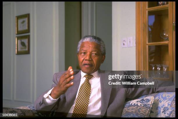 African Pres. Nelson Mandela during TIME interview.