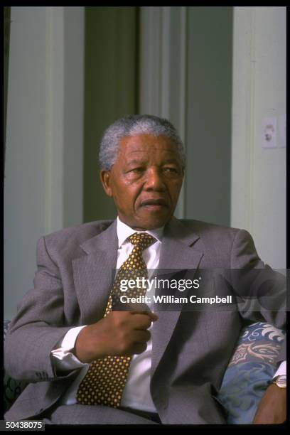 African Pres. Nelson Mandela during TIME interview.