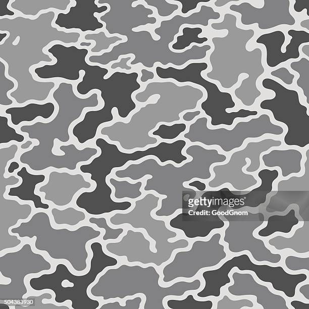 illustrazioni stock, clip art, cartoni animati e icone di tendenza di grigio camouflage senza cuciture - camouflage