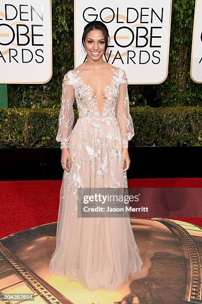 Miss Golden Globe Corinne Foxx attends the 73rd Annual Golden Globe Awards held at the Beverly Hilton Hotel on January 10, 2016 in Beverly Hills,...